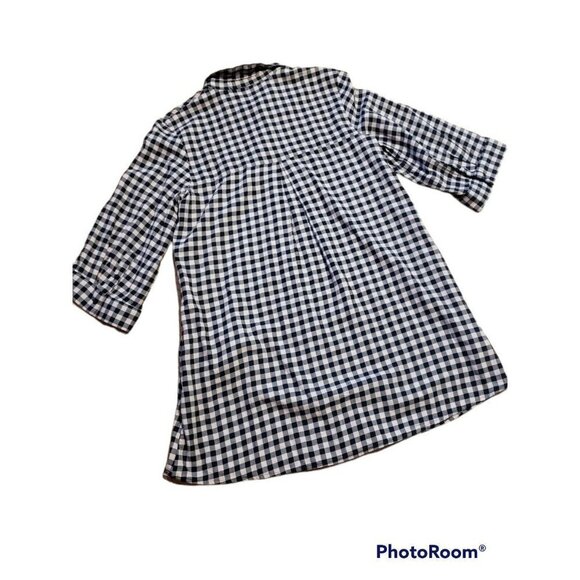 H & M Shirt Dress Plaid Black Pink Size 8 Pockets Button Front Casual Lightweig - Picture 2 of 7